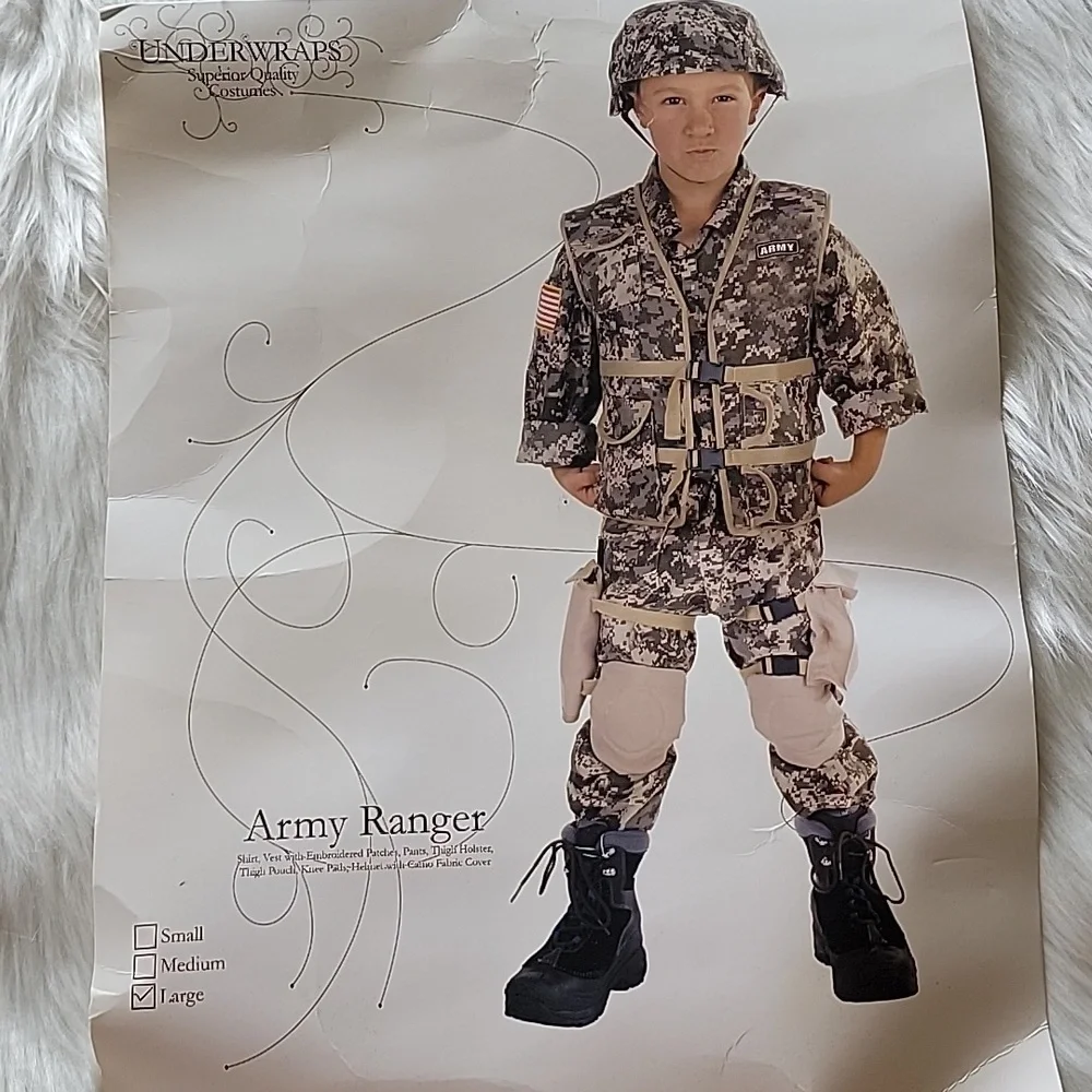 ARMY RANGER Digital Green Camo Unisex Halloween Dress Up Play Military Costume L
